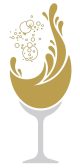 Wine glass and splashing symbol design. Vector illustration on white background.